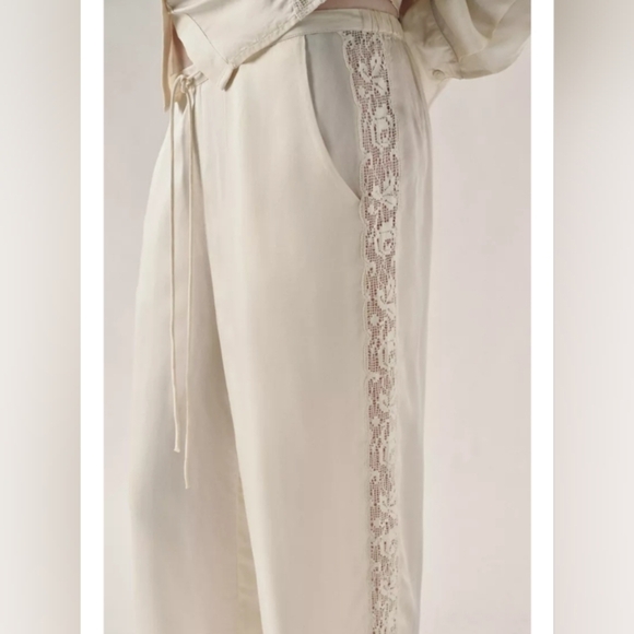 Zara Lace Satin Set Pants And Shirt Size Medium - Picture 4 of 8